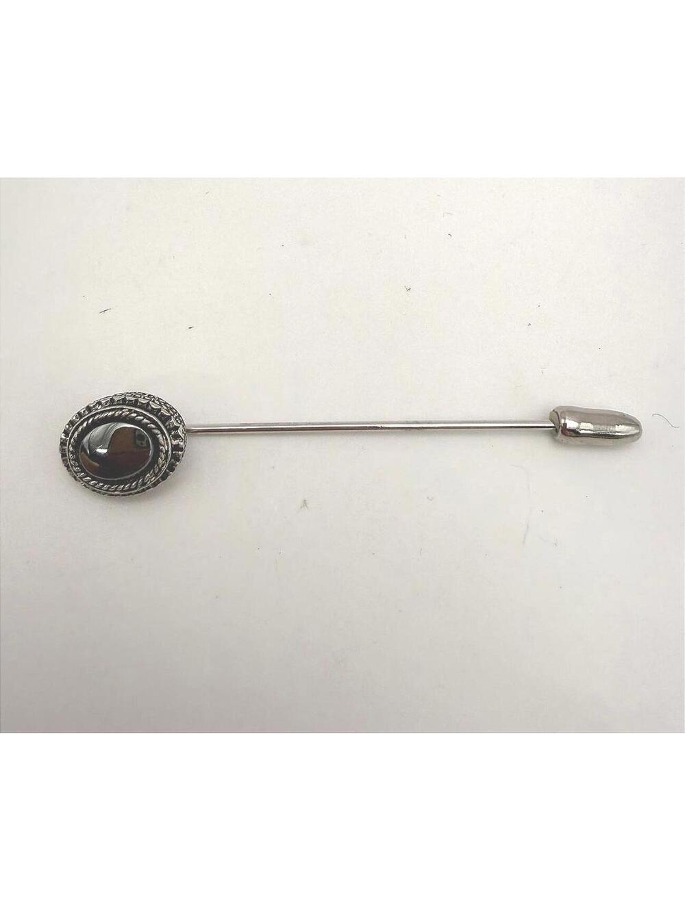 Sarah Coventry Vintage Silver Tone Stick Pin with Black Oval Stone